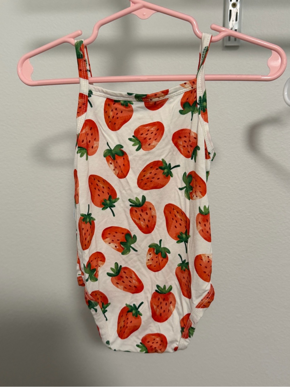 Strawberry Print Girls' One-Piece Bodysuit - White & Red